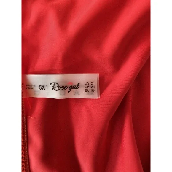 Rosegal Swim Briefs Women's Red High Waisted Bathing Suit Bottom Plus Size 5X - Picture 7 of 9